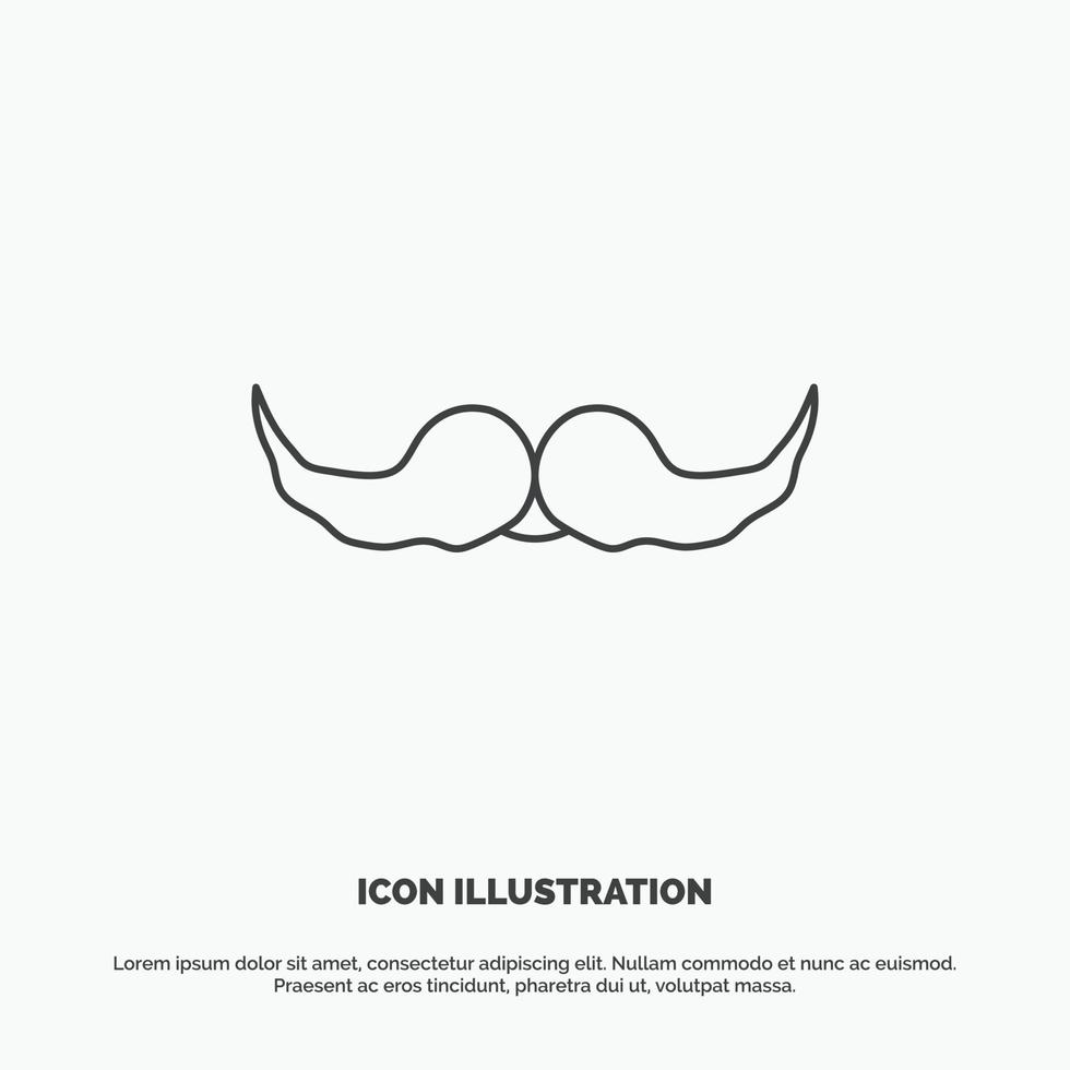 bigote. inconformista. movimiento masculino. icono de los hombres. símbolo gris vectorial de línea para ui y ux. sitio web o aplicación móvil vector