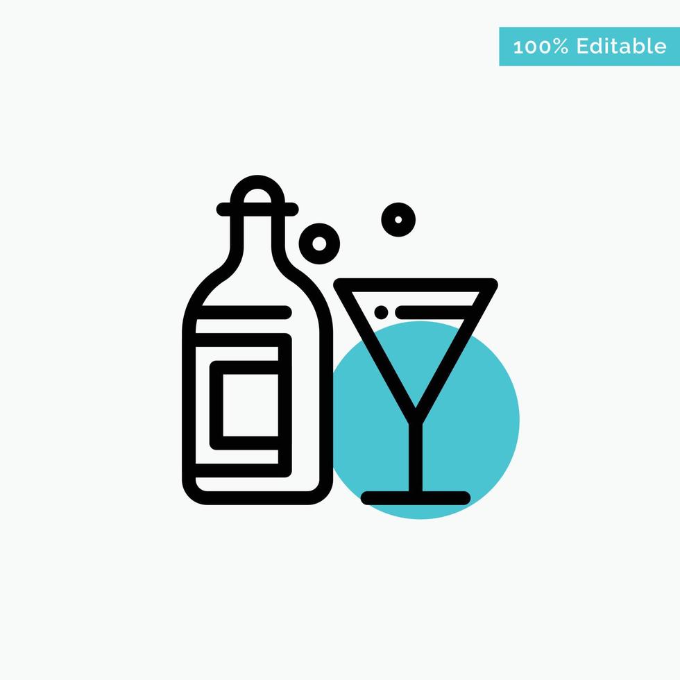 Glass Drink Bottle Wine turquoise highlight circle point Vector icon