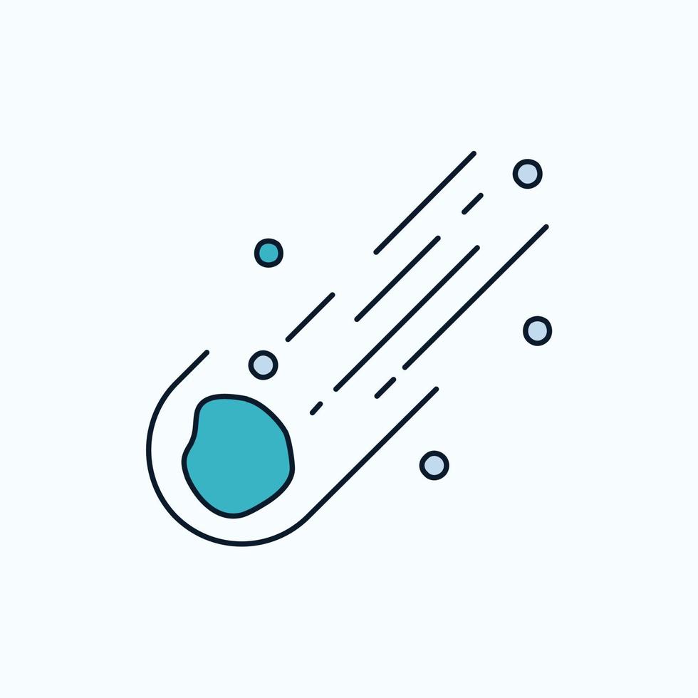 Asteroid. astronomy. meteor. space. comet Flat Icon. green and Yellow sign and symbols for website and Mobile appliation. vector illustration