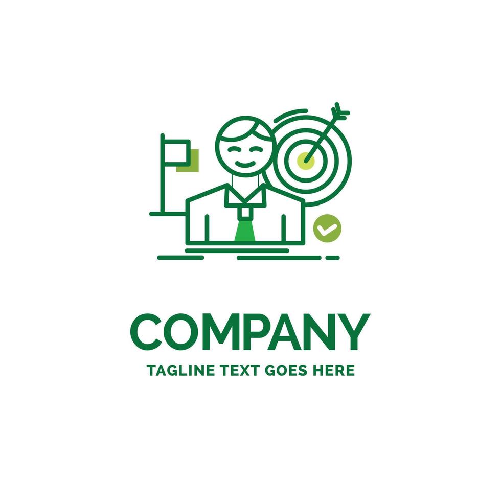 business. goal. hit. market. success Flat Business Logo template. Creative Green Brand Name Design. vector
