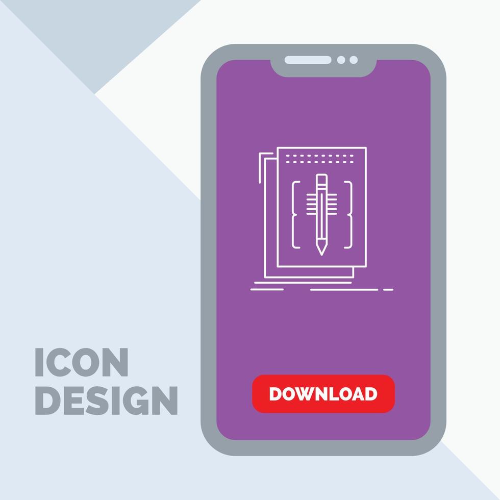 Code. edit. editor. language. program Line Icon in Mobile for Download Page vector