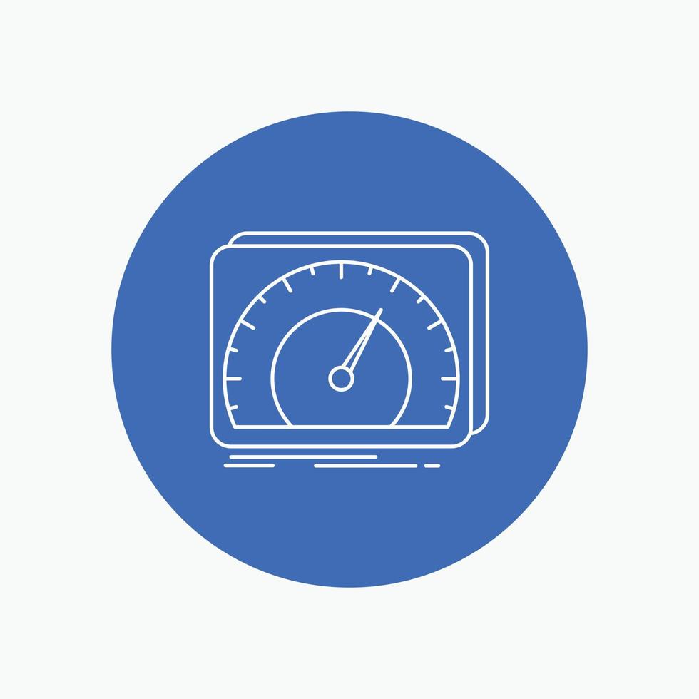 dashboard. device. speed. test. internet White Line Icon in Circle background. vector icon illustration