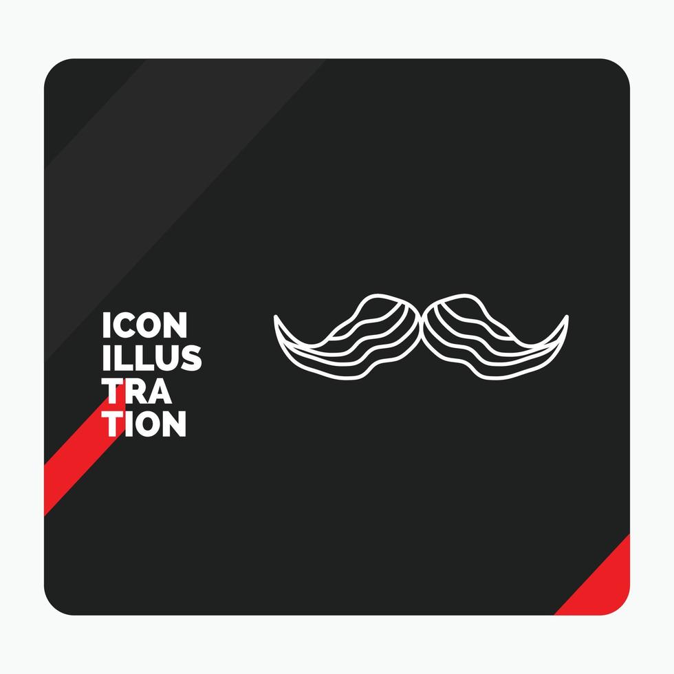 fondo de presentación creativa rojo y negro para bigote. inconformista. movimiento masculino. icono de línea de hombres vector