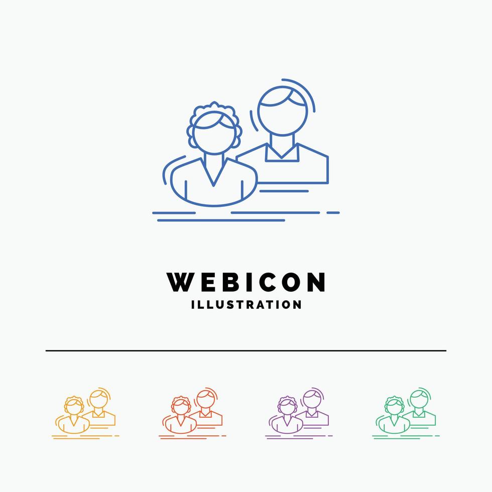 student. employee. group. couple. team 5 Color Line Web Icon Template isolated on white. Vector illustration