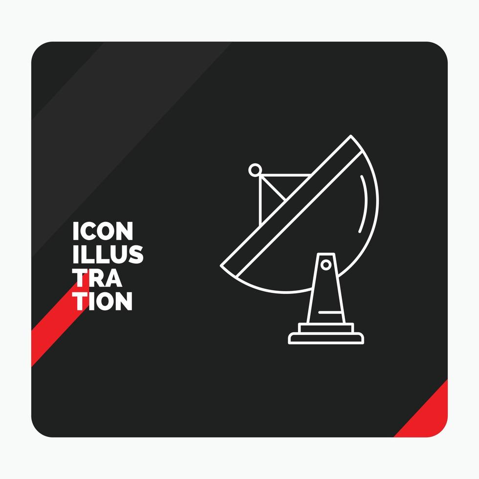 Red and Black Creative presentation Background for satellite. antenna. radar. space. dish Line Icon vector