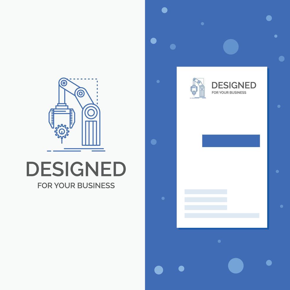 Business Logo for Automation. factory. hand. mechanism. package. Vertical Blue Business .Visiting Card template vector