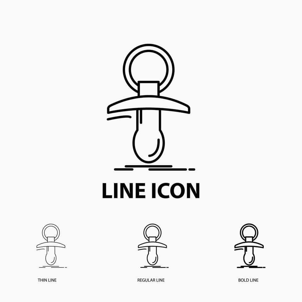 Baby. dummy. newbie. nipple. noob Icon in Thin. Regular and Bold Line Style. Vector illustration