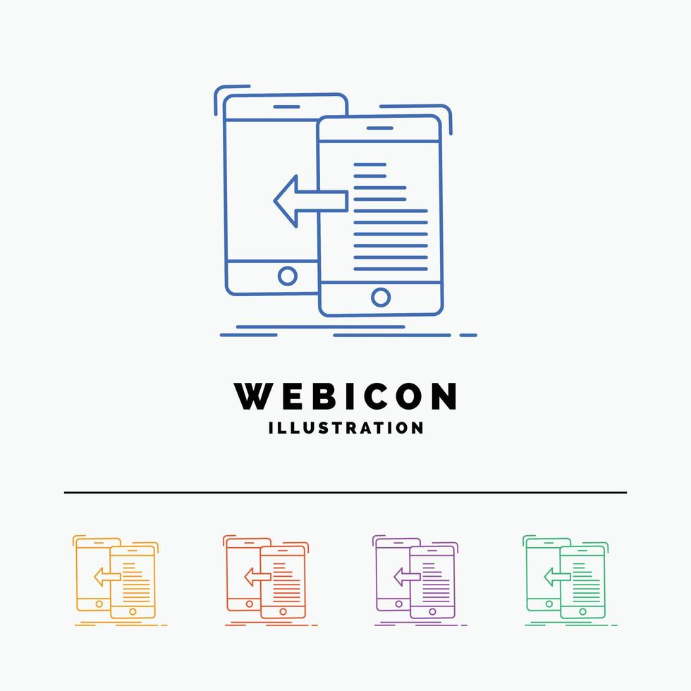 data. transfer. mobile. management. Move 5 Color Line Web Icon Template isolated on white. Vector illustration