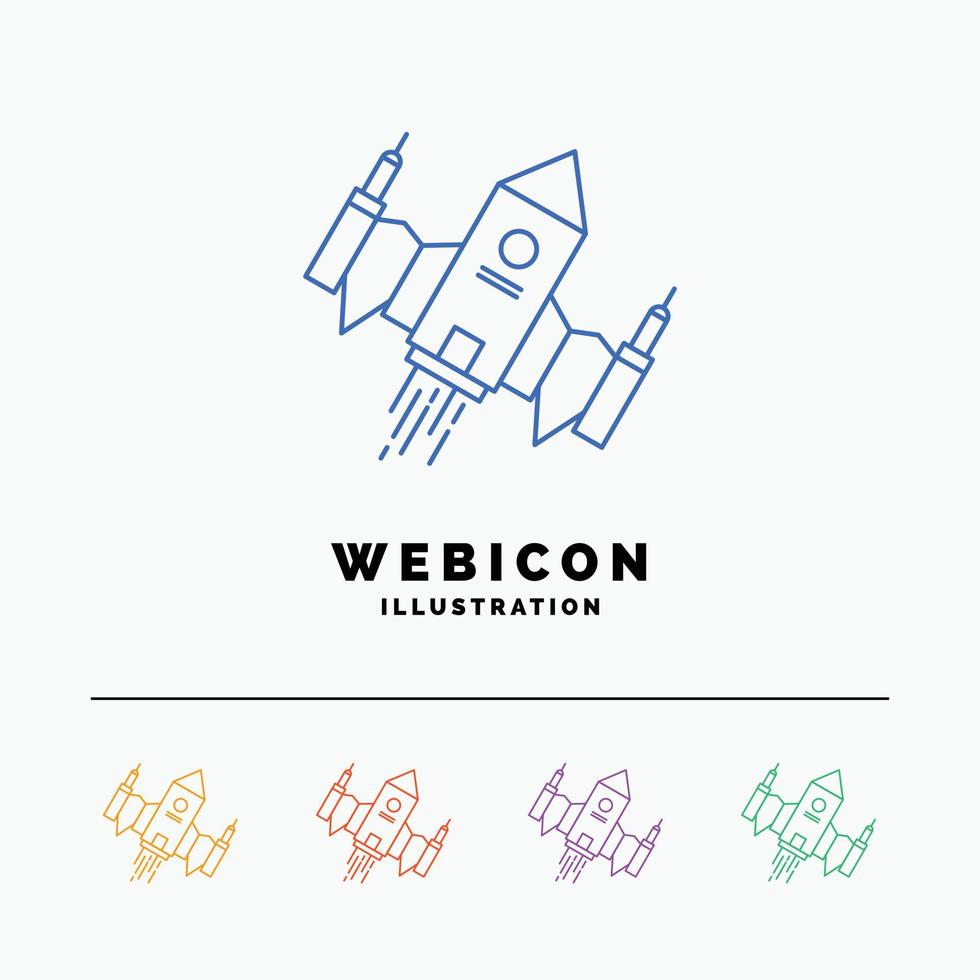 spacecraft. spaceship. ship. space. alien 5 Color Line Web Icon Template isolated on white. Vector illustration