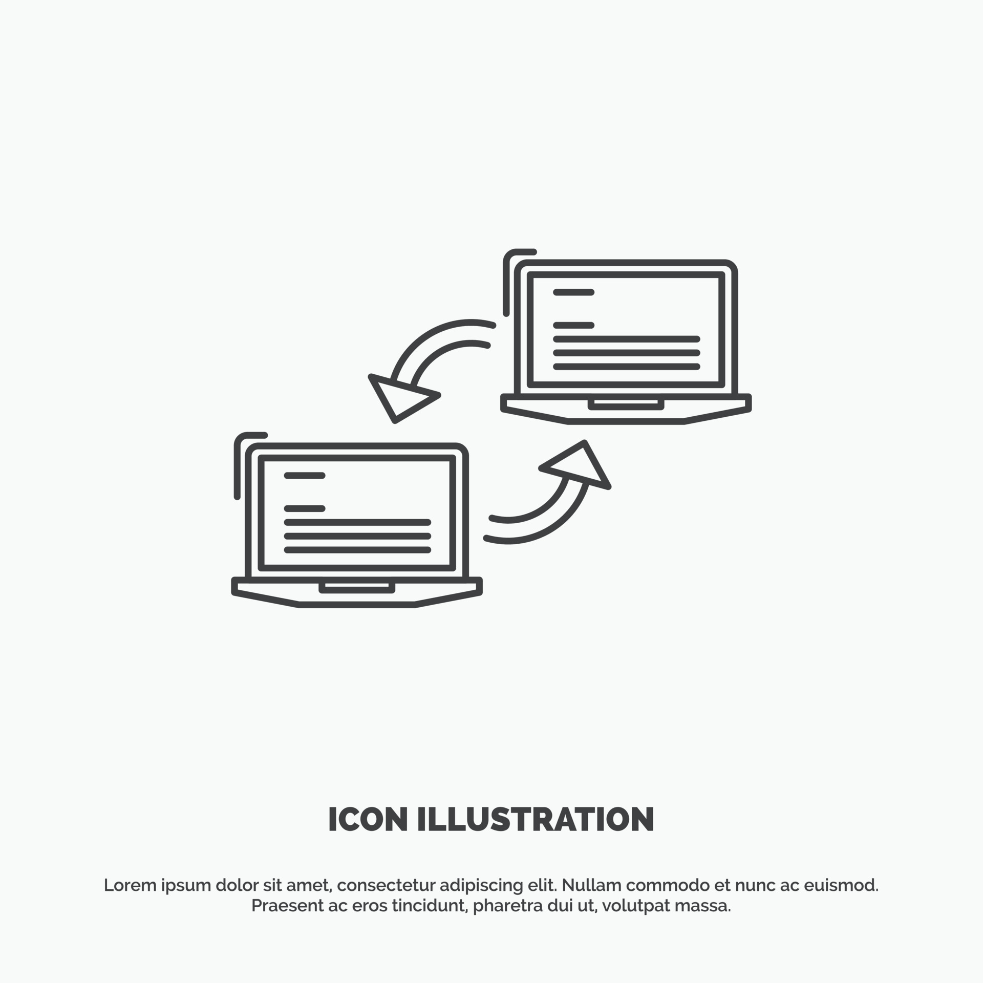 Computer. connection. link. network. sync Icon. Line vector gray symbol