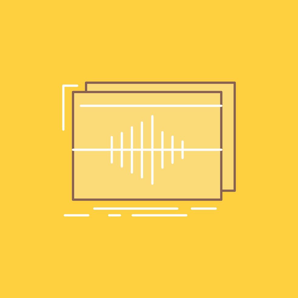 Audio. frequency. hertz. sequence. wave Flat Line Filled Icon. Beautiful Logo button over yellow background for UI and UX. website or mobile application vector