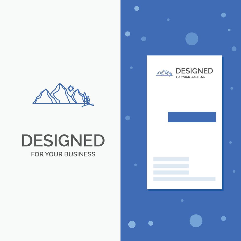Business Logo for hill. landscape. nature. mountain. scene. Vertical Blue Business .Visiting Card template vector