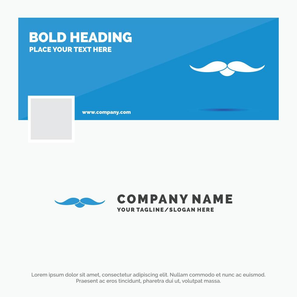 Blue Business Logo Template for moustache. Hipster. movember. male. men. Facebook Timeline Banner Design. vector web banner background illustration