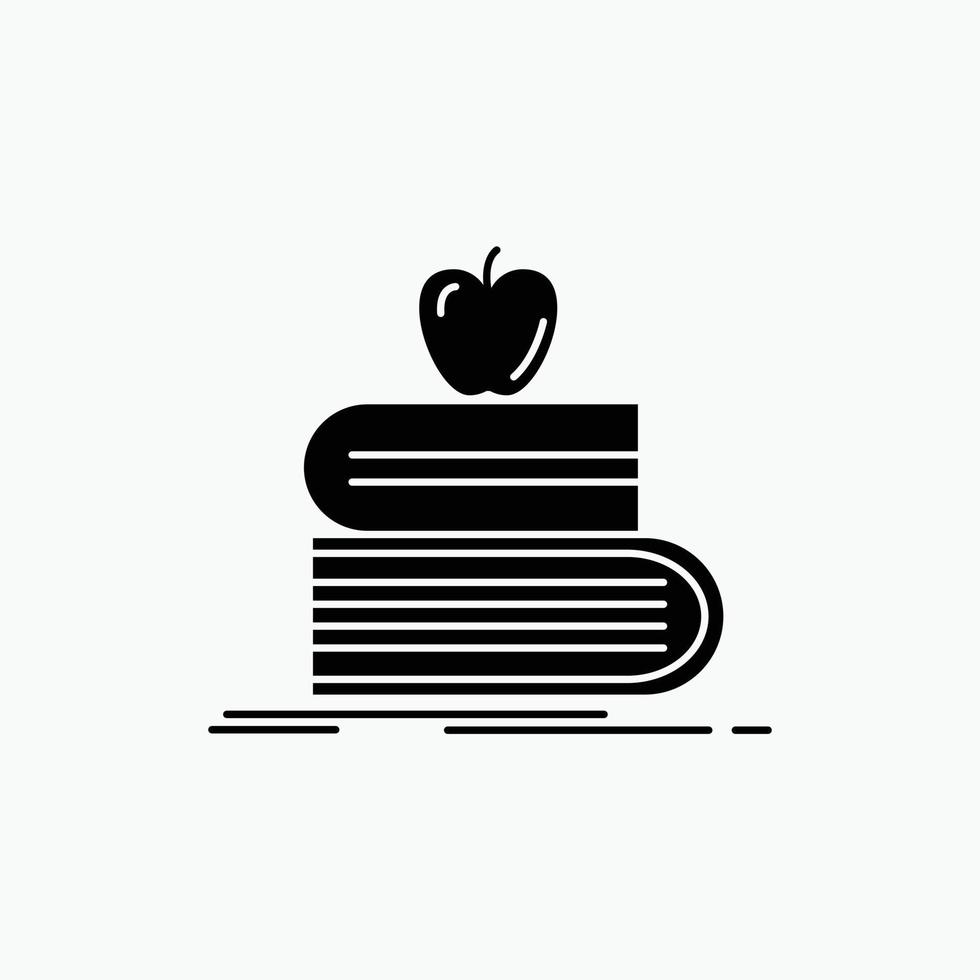 De vuelta a la escuela. escuela. alumno. libros. icono de glifo de manzana. ilustración vectorial aislada vector