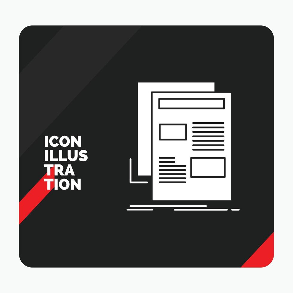 fondo de presentación creativa rojo y negro para noticias. Boletin informativo. periódico. medios de comunicación. icono de glifo de papel vector