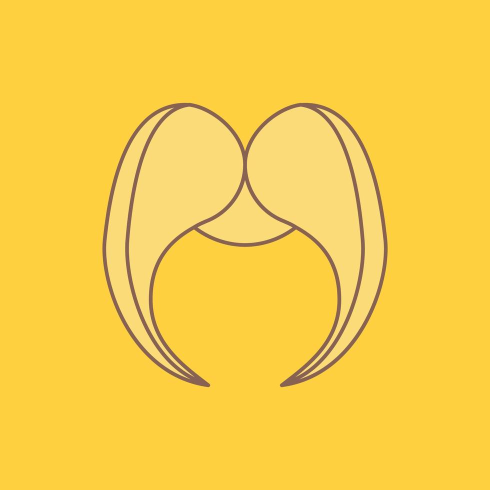 moustache. Hipster. movember. male. men Flat Line Filled Icon. Beautiful Logo button over yellow background for UI and UX. website or mobile application vector