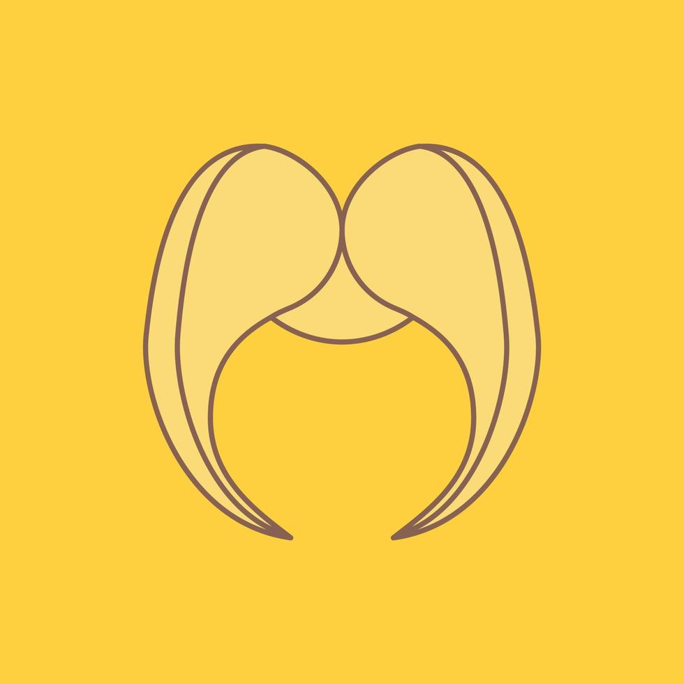 moustache. Hipster. movember. male. men Flat Line Filled Icon. Beautiful Logo button over yellow background for UI and UX. website or mobile application vector