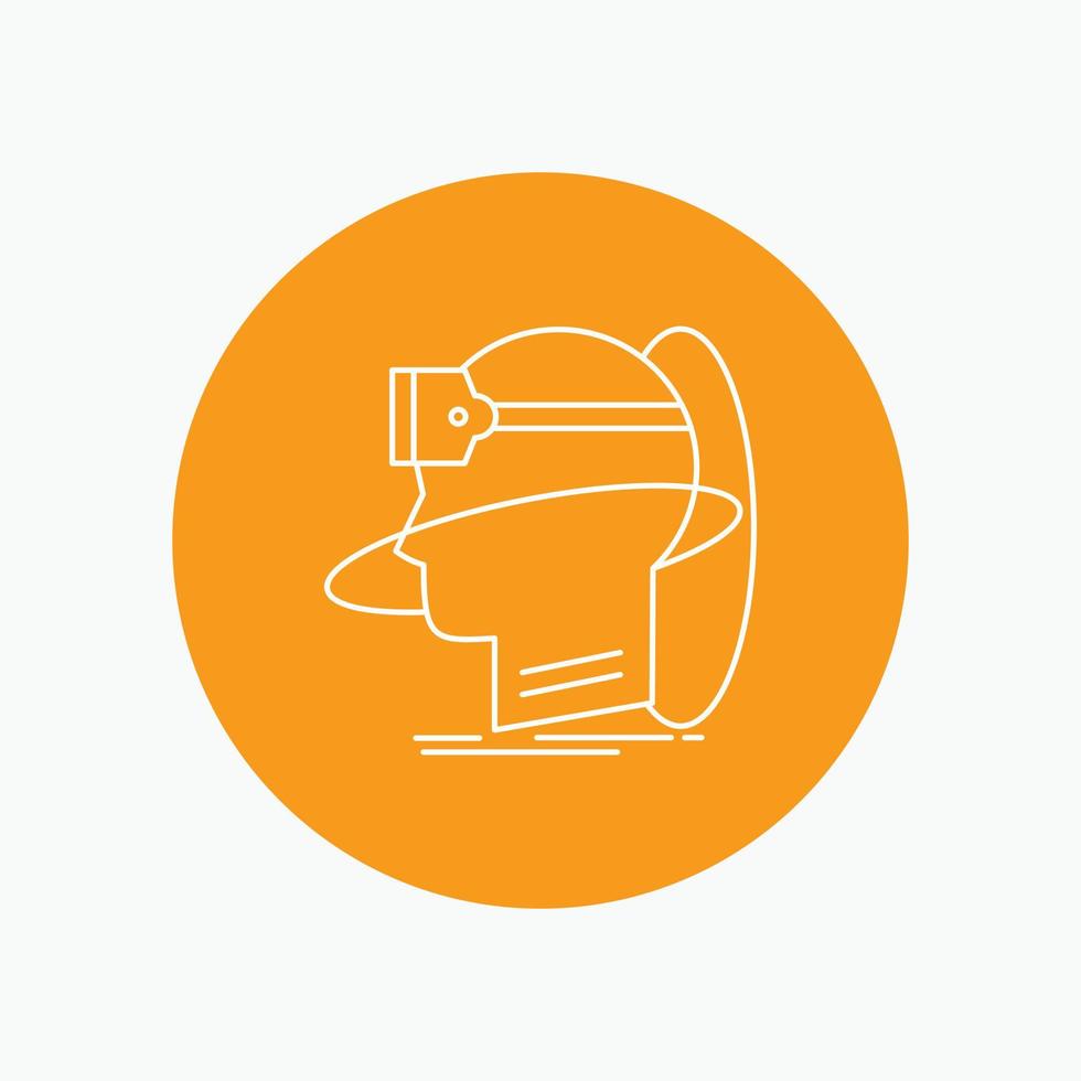 human. man. reality. user. virtual. vr White Line Icon in Circle background. vector icon illustration