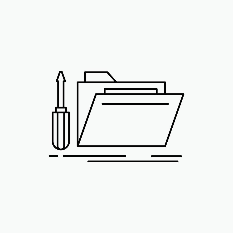 folder. tool. repair. resource. service Line Icon. Vector isolated illustration