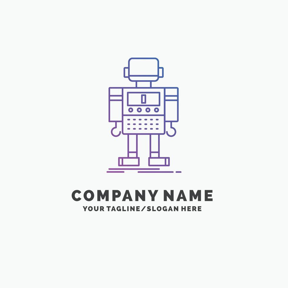 autónomo. máquina. robot. robótico plantilla de logotipo de empresa púrpura de tecnología. lugar para el eslogan vector