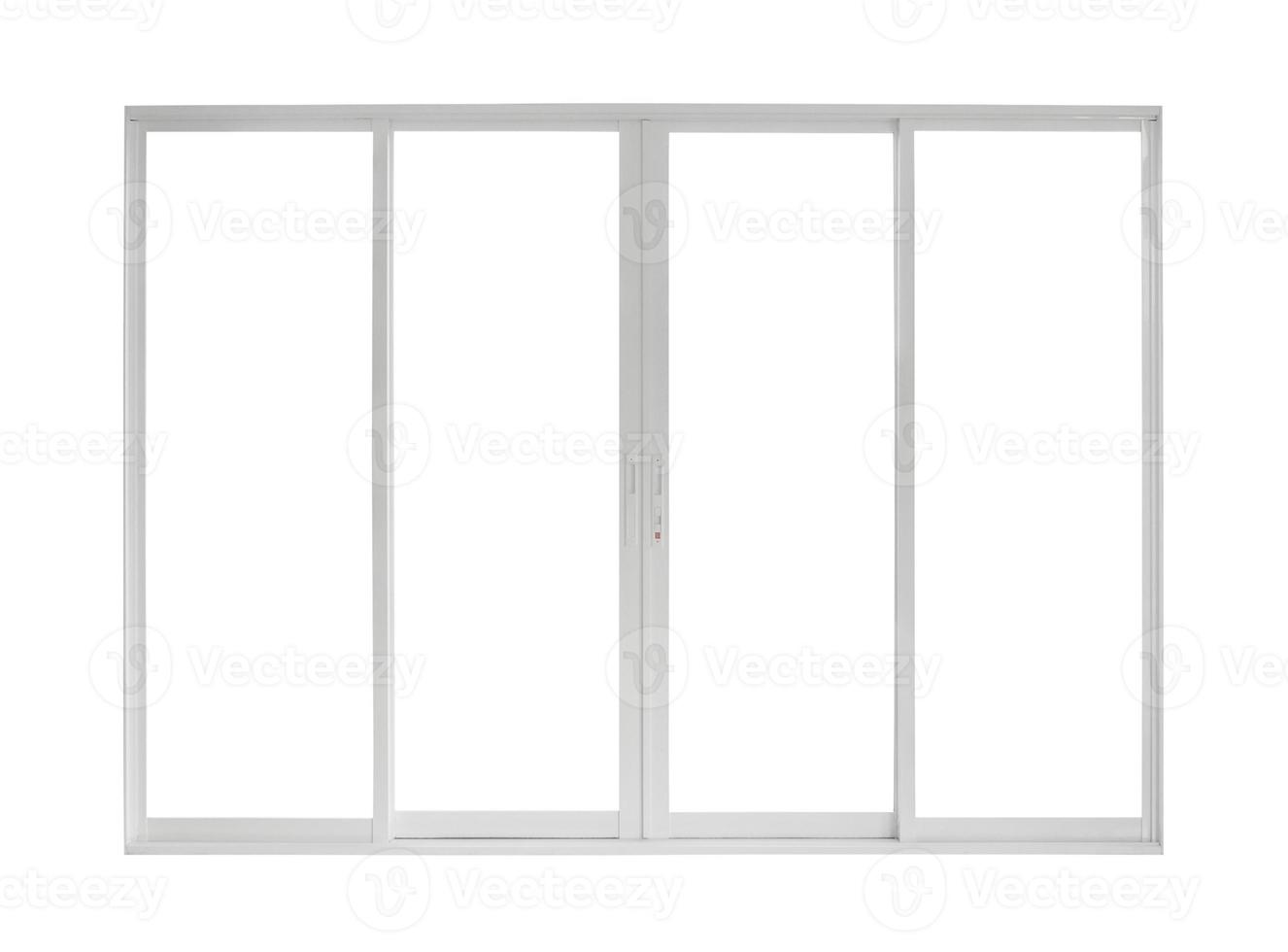 Bastidor de la ventana de la puerta de la casa moderna real aislado sobre fondo blanco. foto