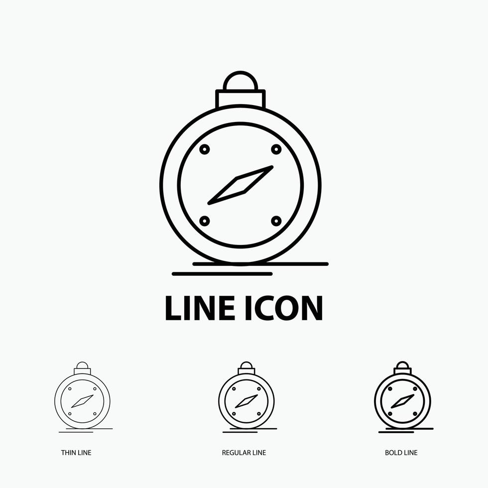 compass. direction. navigation. gps. location Icon in Thin. Regular and Bold Line Style. Vector illustration