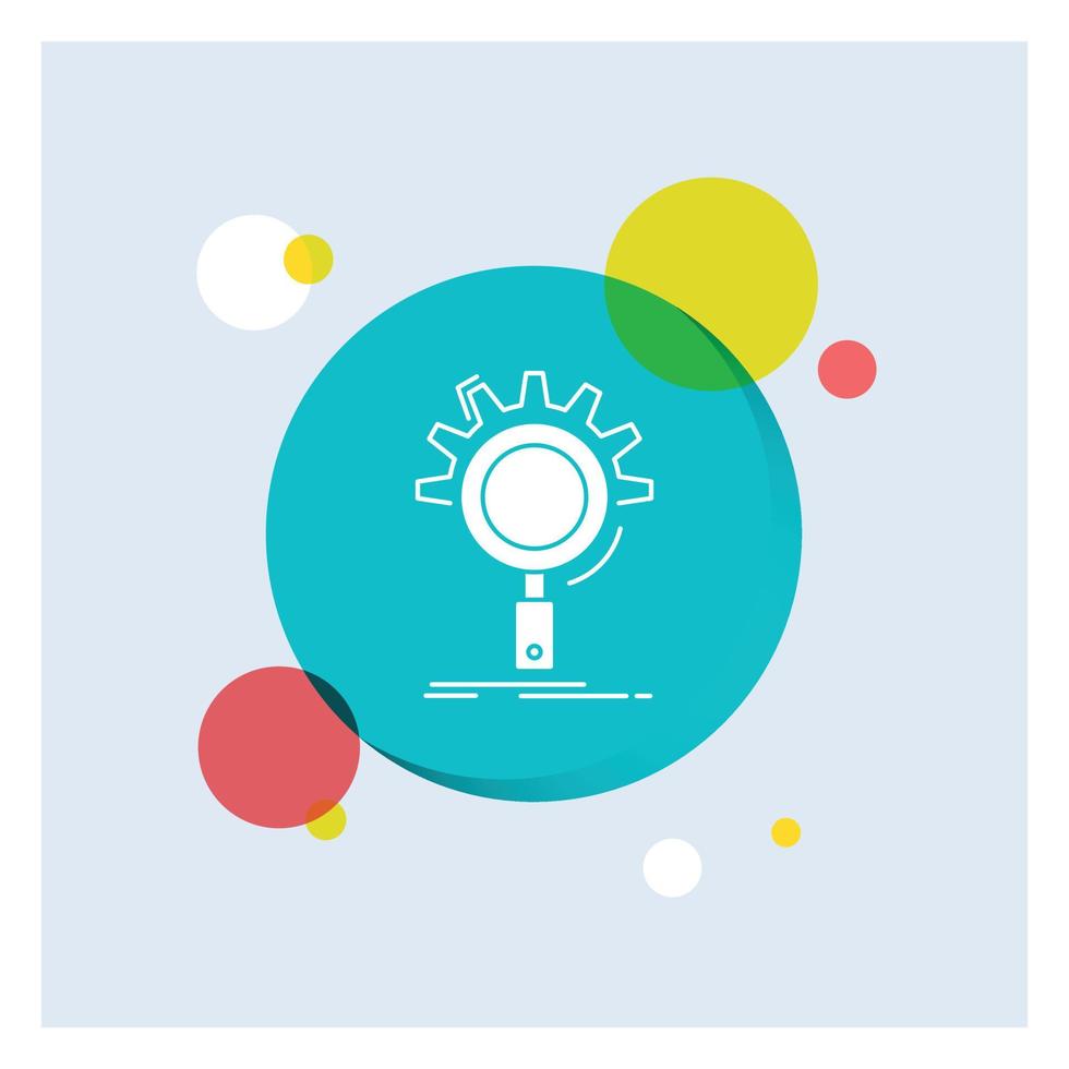 seo. search. optimization. process. setting White Glyph Icon colorful Circle Background vector