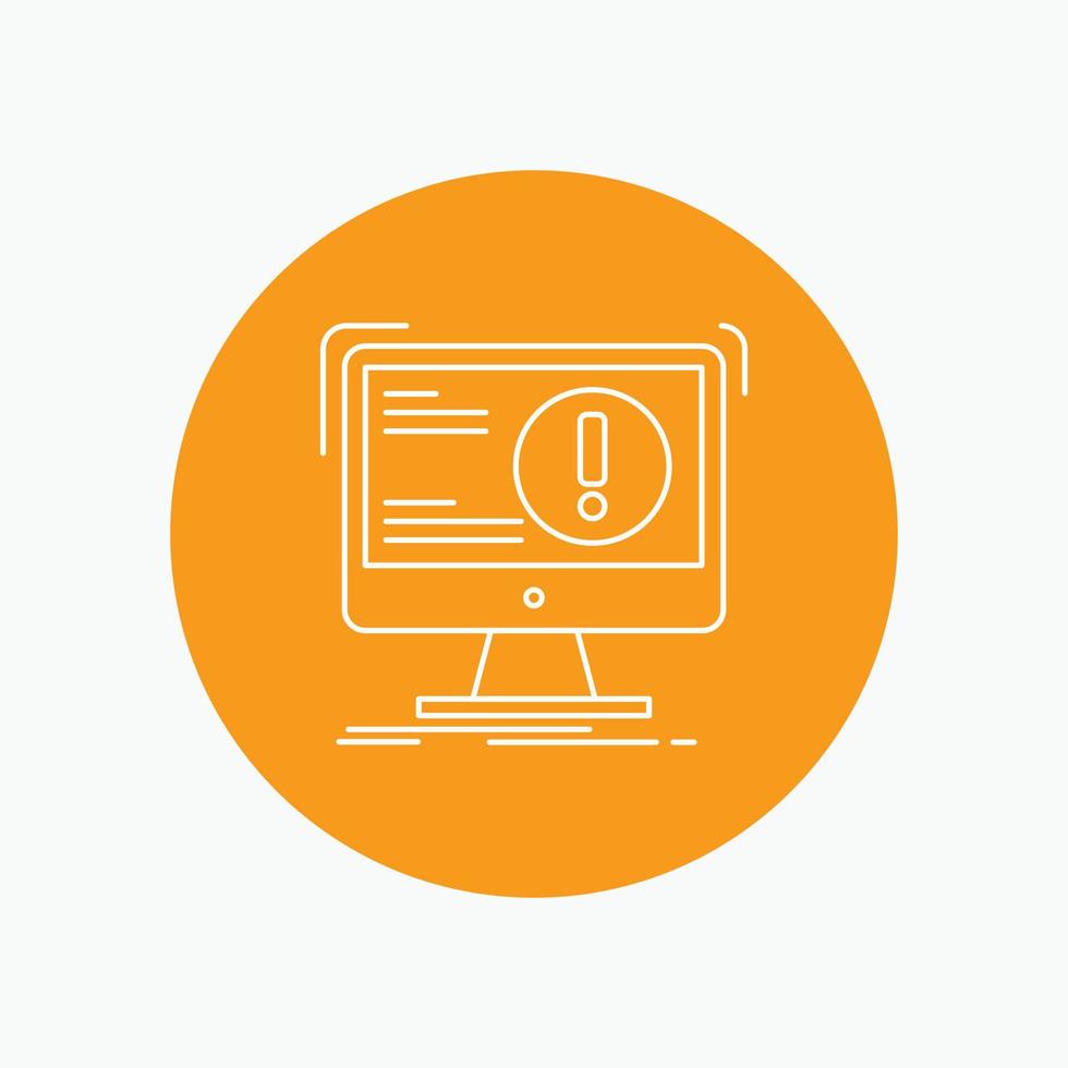 Alert. antivirus. attack. computer. virus White Line Icon in Circle background. vector icon illustration