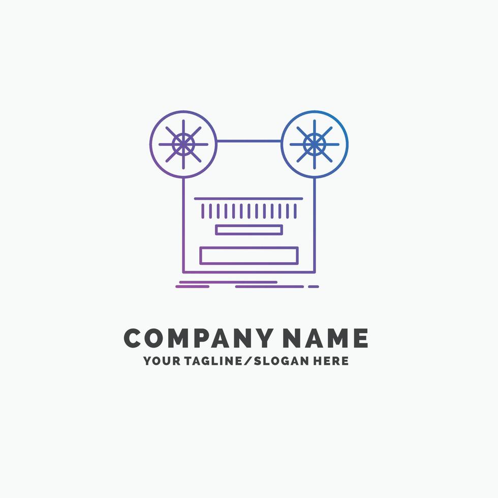 Record. recording. retro. tape. music Purple Business Logo Template. Place for Tagline vector