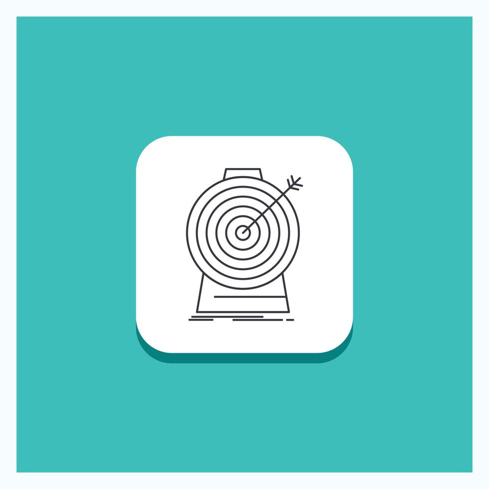 Round Button for Aim. focus. goal. target. targeting Line icon Turquoise Background vector