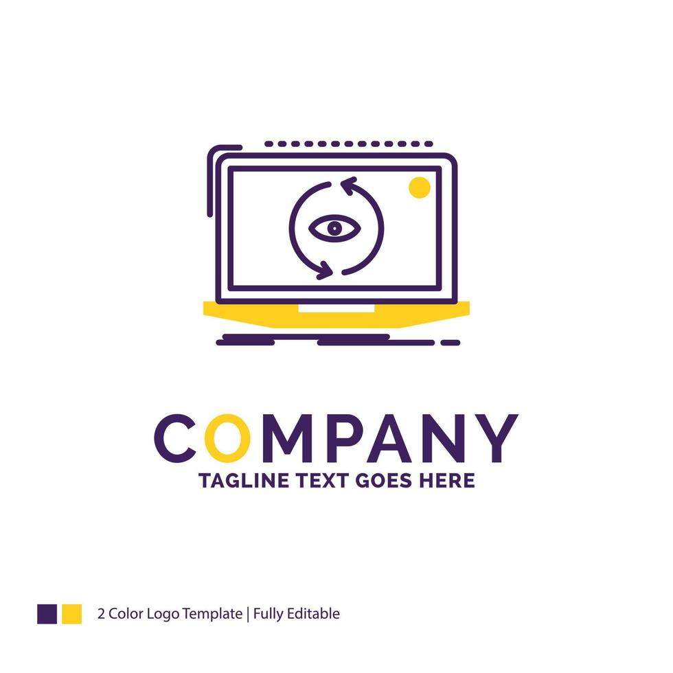 Company Name Logo Design For App. application. new. software. update. Purple and yellow Brand Name Design with place for Tagline. Creative Logo template for Small and Large Business. vector