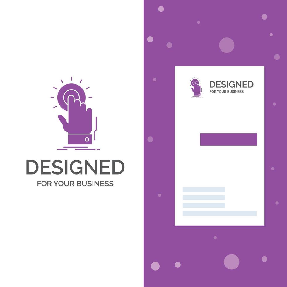 Business Logo for touch. click. hand. on. start. Vertical Purple Business .Visiting Card template. Creative background vector illustration
