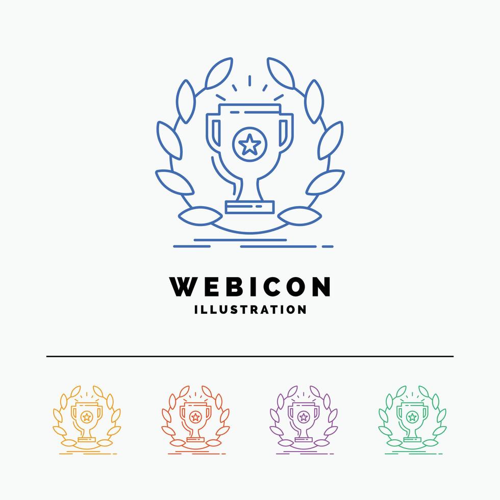 award. cup. prize. reward. victory 5 Color Line Web Icon Template isolated on white. Vector illustration