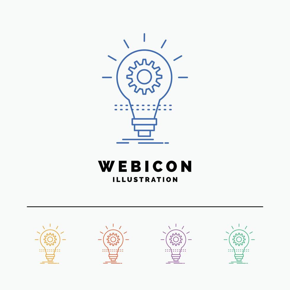 Bulb. develop. idea. innovation. light 5 Color Line Web Icon Template isolated on white. Vector illustration