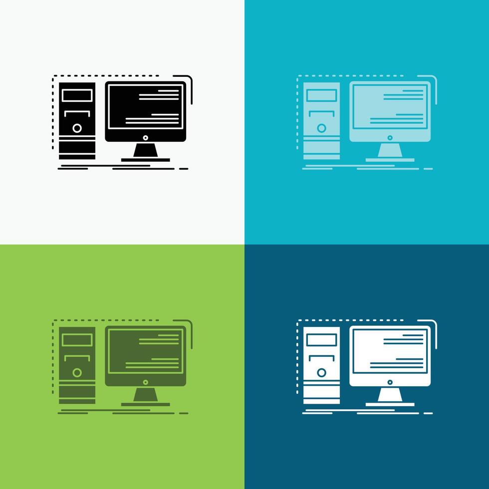 Computer. desktop. hardware. workstation. System Icon Over Various Background. glyph style design. designed for web and app. Eps 10 vector illustration