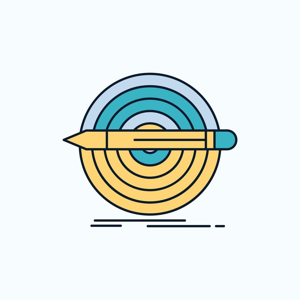 Design. goal. pencil. set. target Flat Icon. green and Yellow sign and symbols for website and Mobile appliation. vector illustration