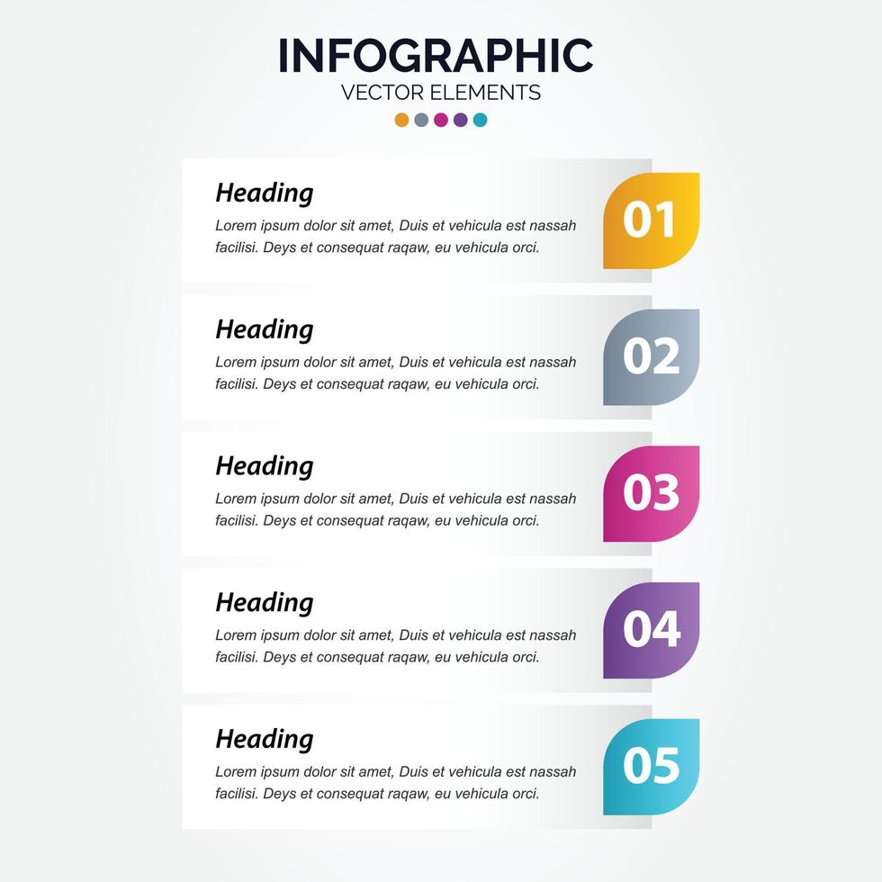Presentation business Vertical Infographic template with 5 options vector