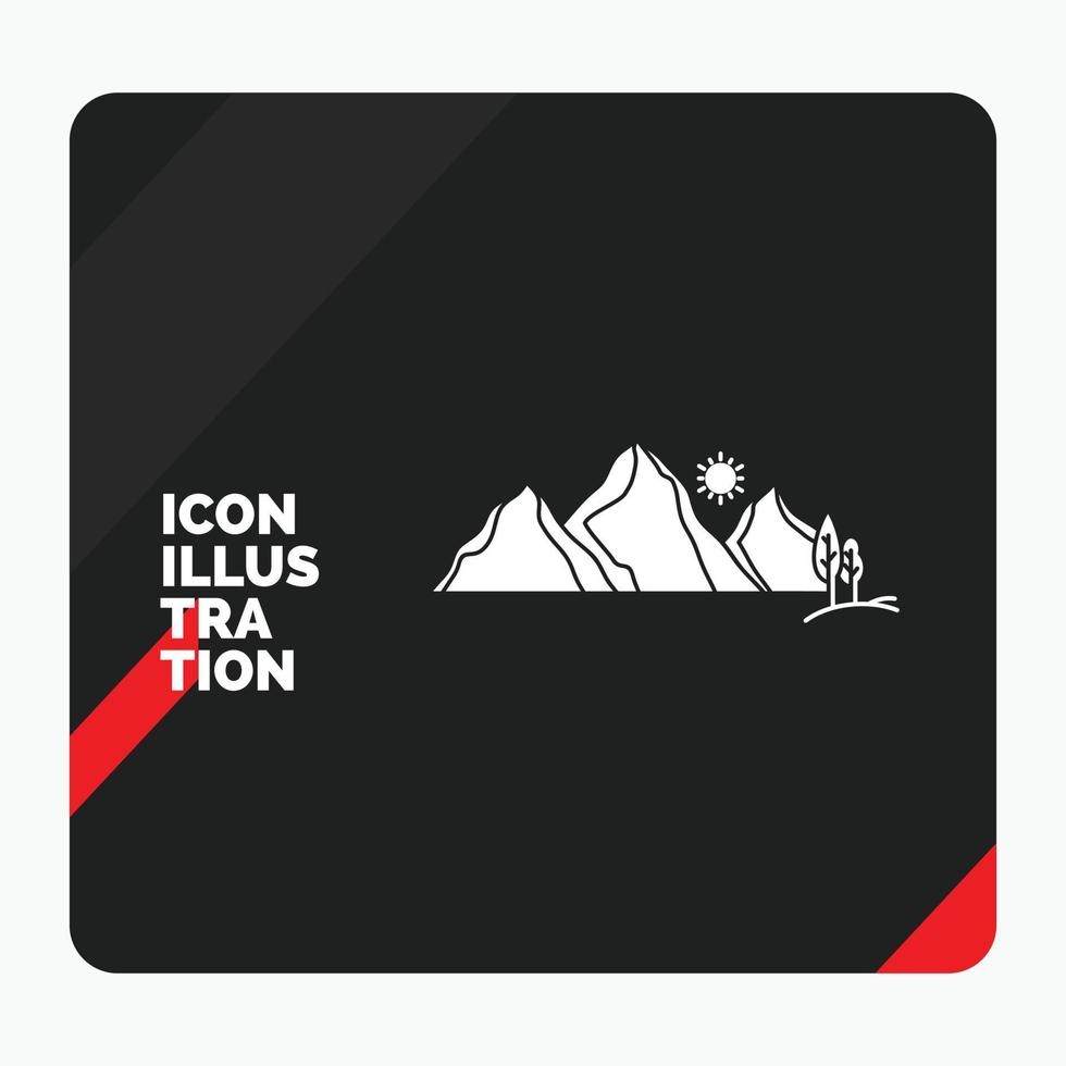 Red and Black Creative presentation Background for hill. landscape. nature. mountain. scene Glyph Icon vector