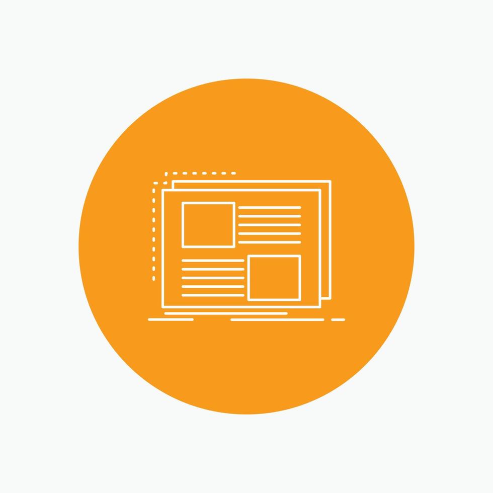 Content. design. frame. page. text White Line Icon in Circle background. vector icon illustration