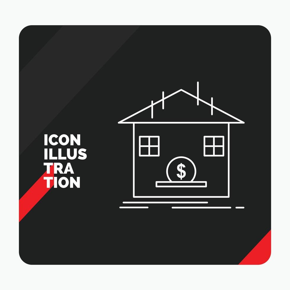Red and Black Creative presentation Background for Deposit. safe. savings. Refund. bank Line Icon vector