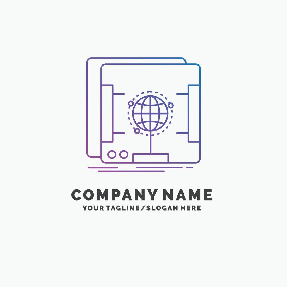 3d. dimensional. holographic. scan. scanner Purple Business Logo Template. Place for Tagline vector