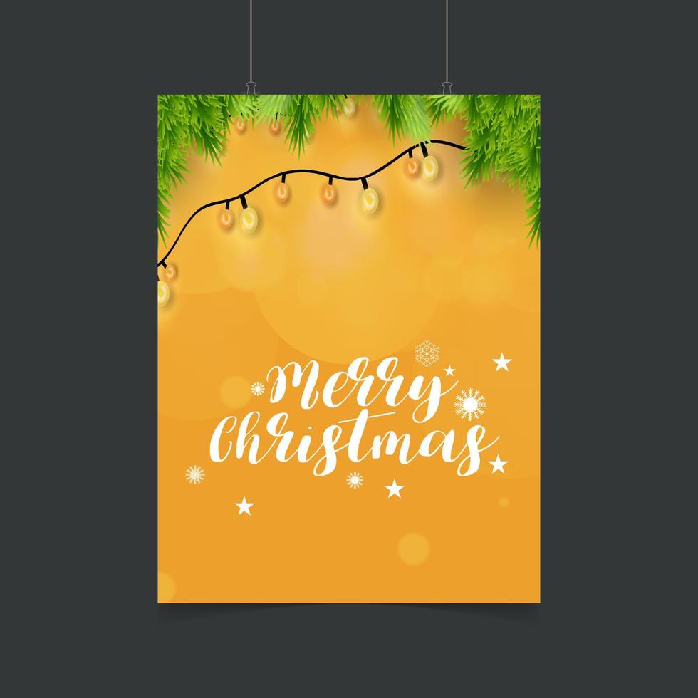 Merry Christmas orange Glowing background with Lights vector