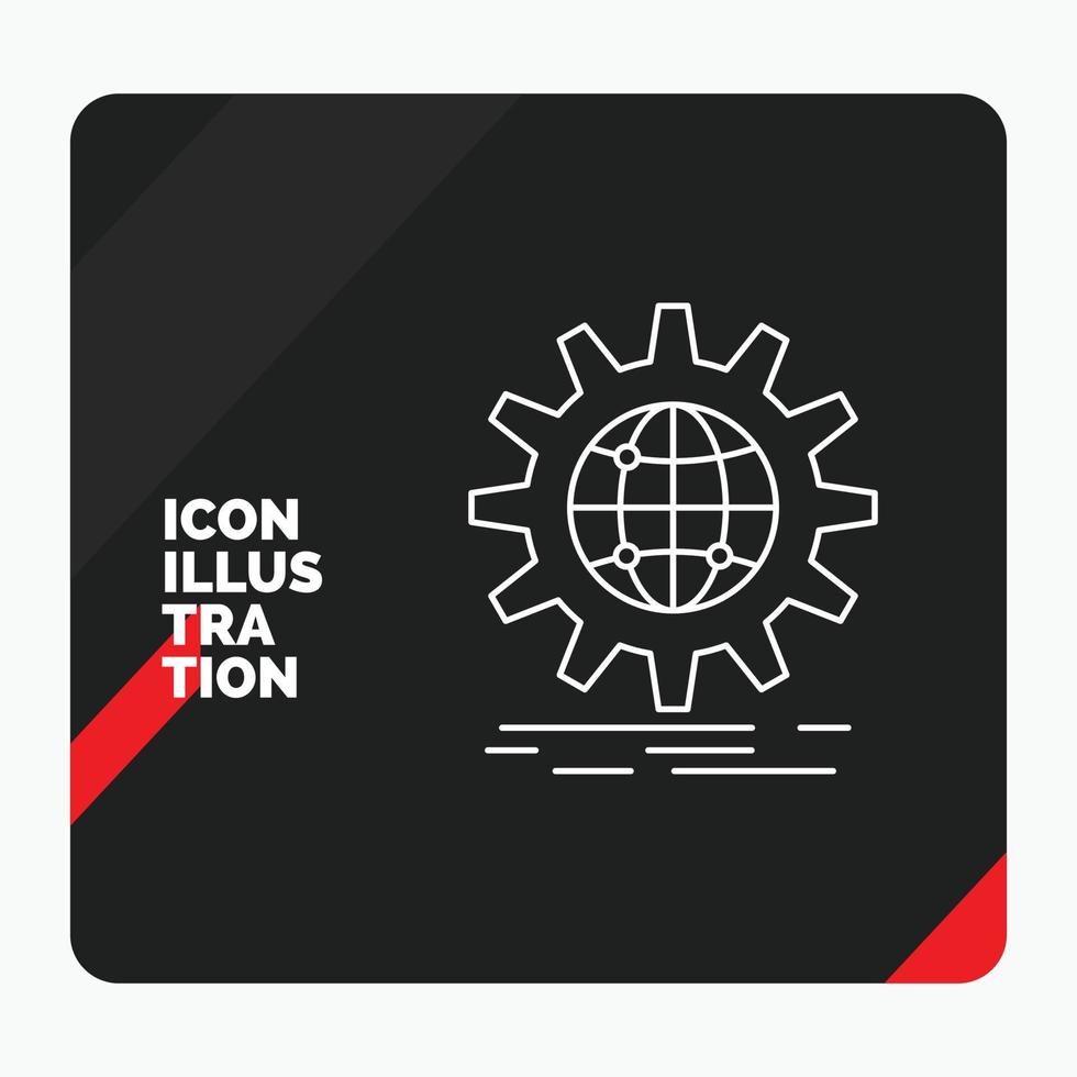 Red and Black Creative presentation Background for international. business. globe. world wide. gear Line Icon vector