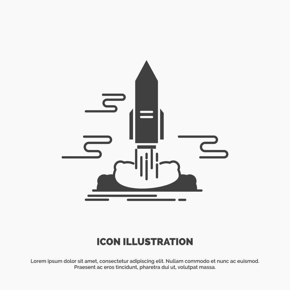 launch. Publish. App. shuttle. space Icon. glyph vector gray symbol for UI and UX. website or mobile application