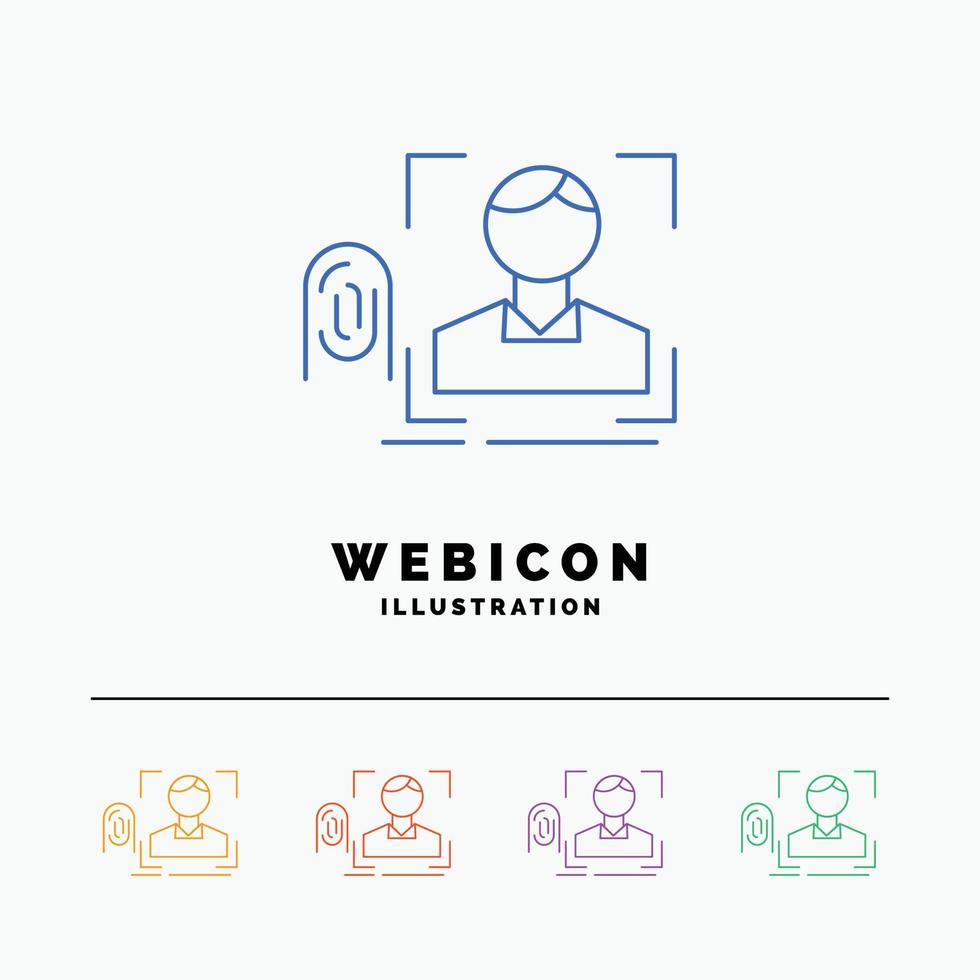 finger. fingerprint. recognition. scan. scanning 5 Color Line Web Icon Template isolated on white. Vector illustration