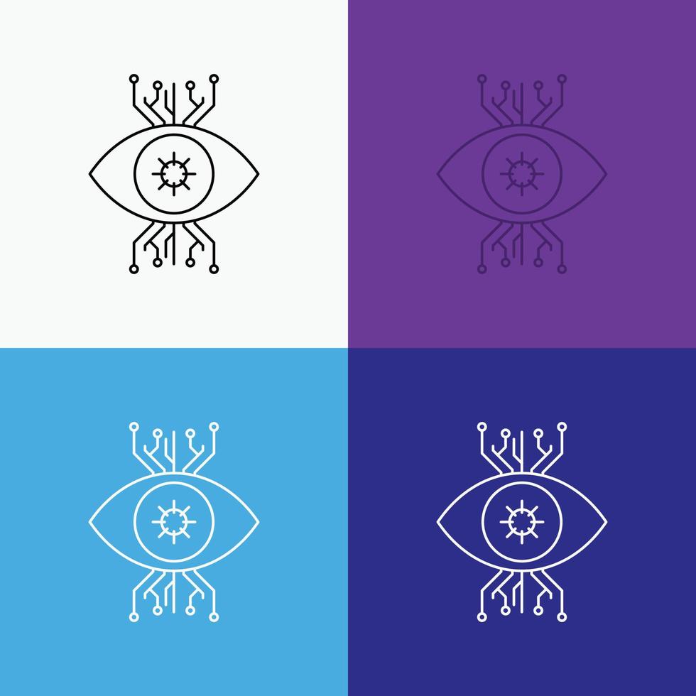 Infrastructure. monitoring. surveillance. vision. eye Icon Over Various Background. Line style design. designed for web and app. Eps 10 vector illustration