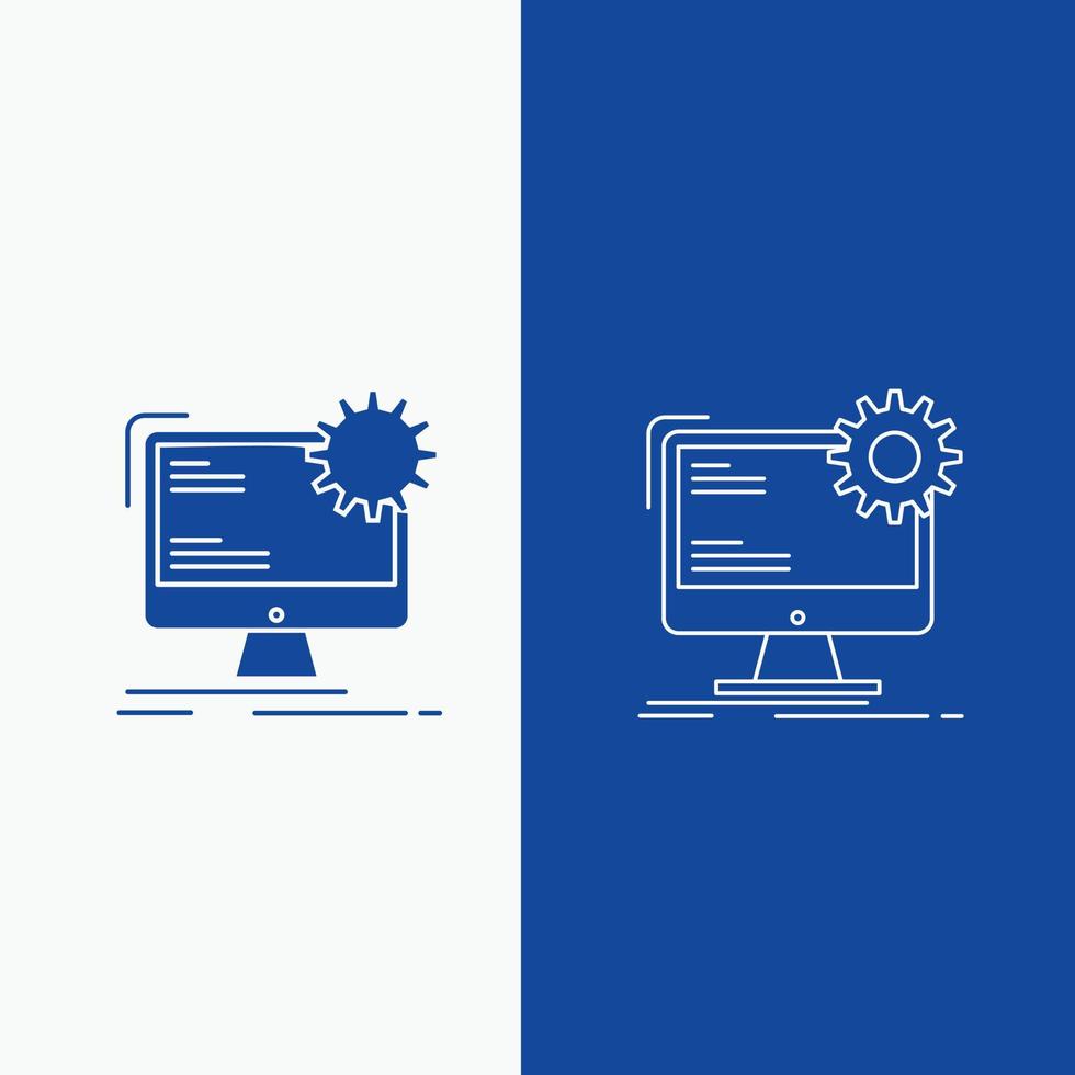 Internet. layout. page. site. static Line and Glyph web Button in Blue color Vertical Banner for UI and UX. website or mobile application vector