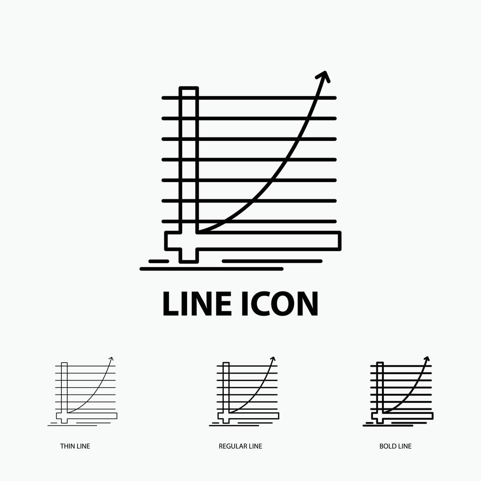 Arrow. chart. curve. experience. goal Icon in Thin. Regular and Bold Line Style. Vector illustration