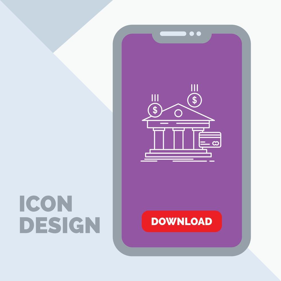 bank. payments. banking. financial. money Line Icon in Mobile for Download Page vector