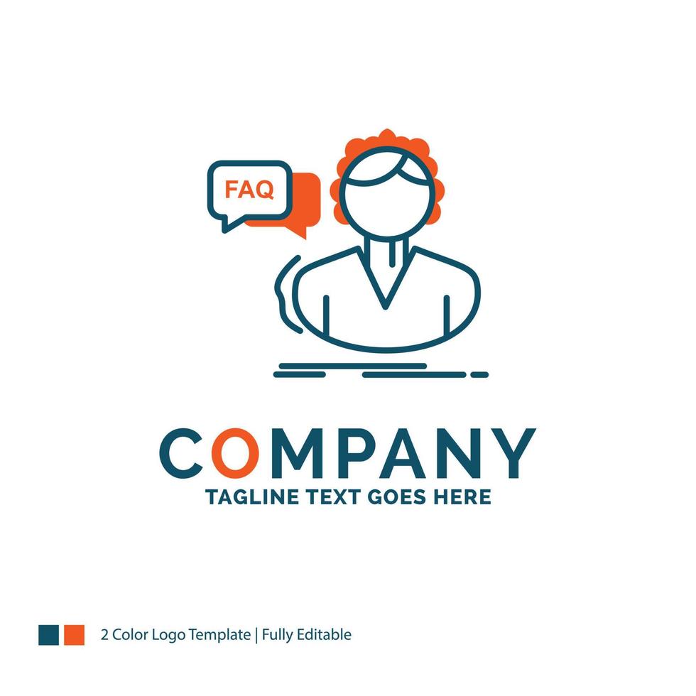 FAQ. Assistance. call. consultation. help Logo Design. Blue and Orange Brand Name Design. Place for Tagline. Business Logo template. vector